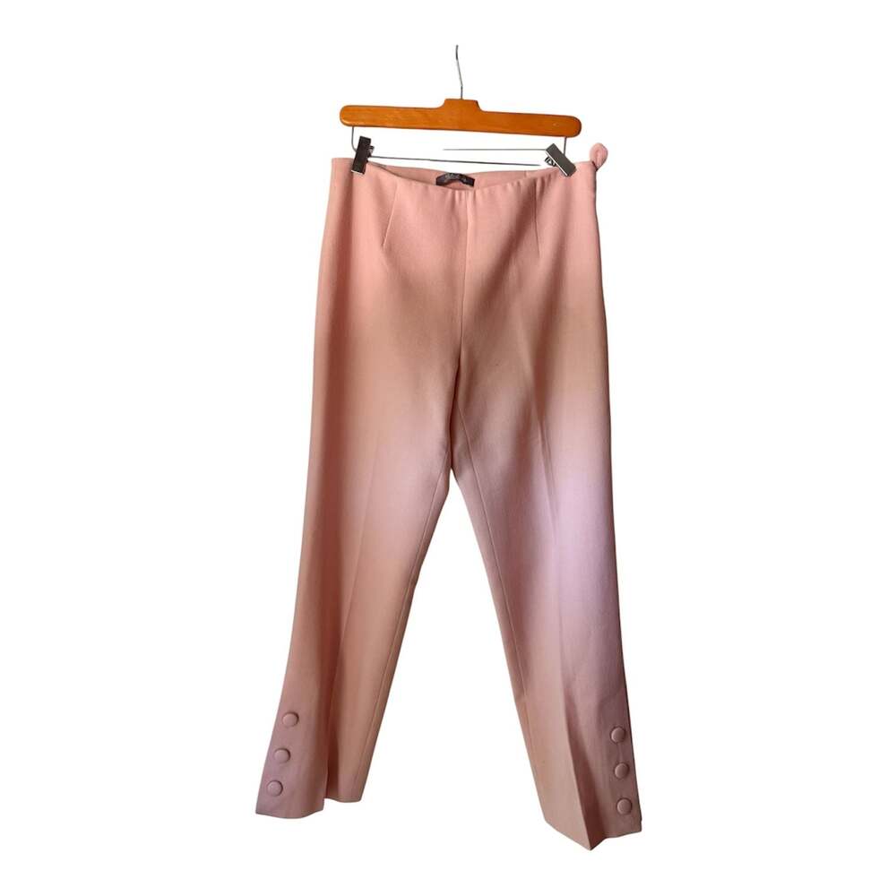 Lela Rose pink button-detail cropped straight-leg trousers